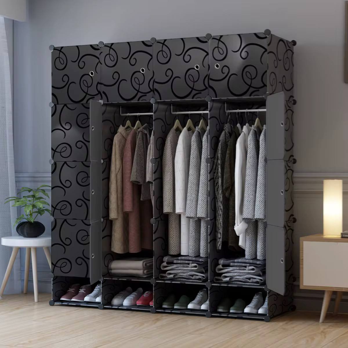 🧳 Armoire 4 Battants en Plastique – Spacieuse, Solide et Facile à Monter